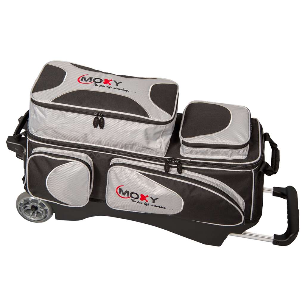 Moxy Deluxe Triple Roller Bowling Bag- Silver/Black