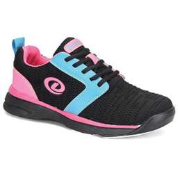 Dexter Youth Raquel LX Bowling Shoes (For right or left handed bowlers- Universal Slide Soles on both shoes) Jr Bowling Shoes - Black/Blue/Pink Glow