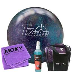 Brunswick T-Zone Deep Space Bowling Ball  | Moxy Strike Purple Bowling Bag | Moxy Purple Micro Fiber Towel | Moxy Xtreme Power Cleaner Package