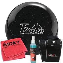 Brunswick T-Zone Night Sky Bowling Ball  | Moxy Strike Black Bowling Bag | Moxy Red Micro Fiber Towel | Moxy Xtreme Power Cleaner Package