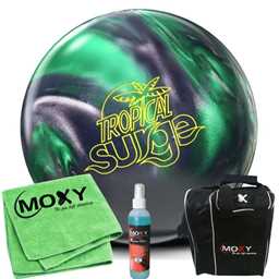 Storm Tropical Surge Emerald/Charcoal Bowling Ball | Moxy Strike Black Bowling Bag | Moxy Green Micro Fiber Towel | Moxy Xtreme Power Cleaner Package