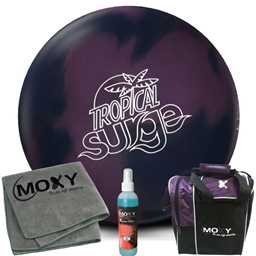 Storm Tropical Surge Purple/Navy Bowling Ball | Moxy Strike Purple Bowling Bag | Moxy Grey Micro Fiber Towel | Moxy Xtreme Power Cleaner Package