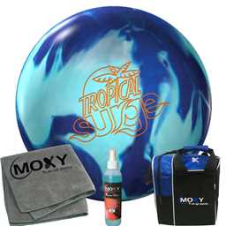 Storm Tropical Surge Teal/Blue Bowling Ball | Moxy Strike Royal Bowling Bag | Moxy Grey Micro Fiber Towel | Moxy Xtreme Power Cleaner Package