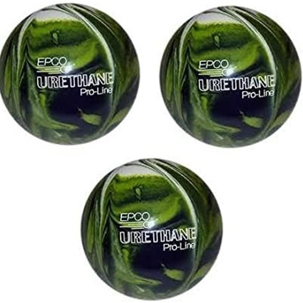 EPCO Duckpin Bowling Balls- Urethane - Lime Green, White & Navy- (4 7/8 inch- 3lbs. 8 oz.) 3 Balls