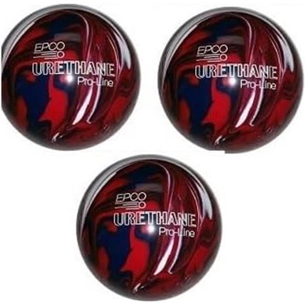 EPCO Duckpin Bowling Balls- Urethane - Dark Red, Royal & White - (4 7/8 inch- 3lbs. 8 oz.) 3 Balls