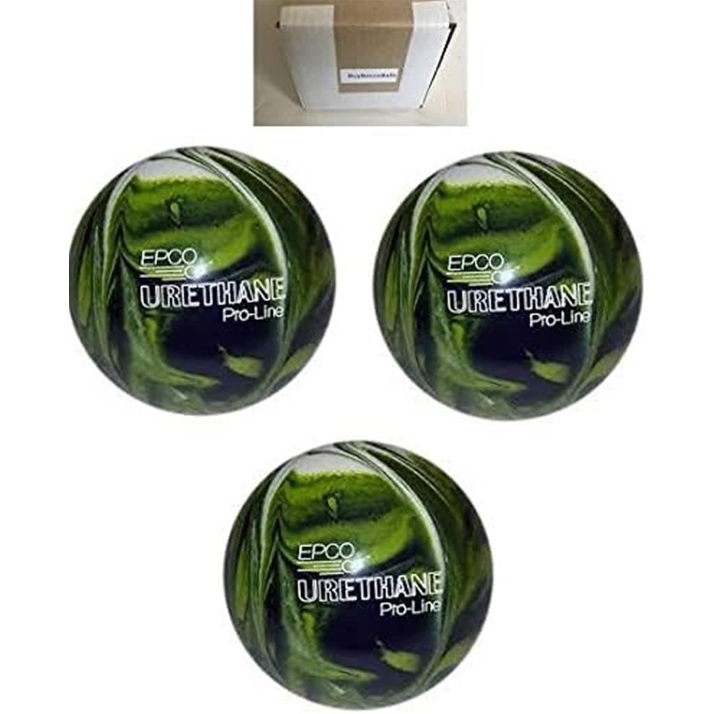 EPCO Duckpin Bowling Balls - Urethane - Lime Green, White & Navy - (5 inch- 3lbs. 12 oz.) 3 Balls