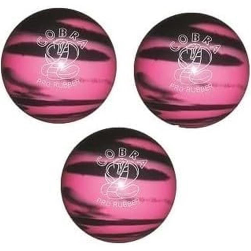 EPCO Duckpin Bowling Ball - Cobra Pro Rubber - Pink & Black (4 7/8 inch- 3lbs. 12oz.) - 3 Balls