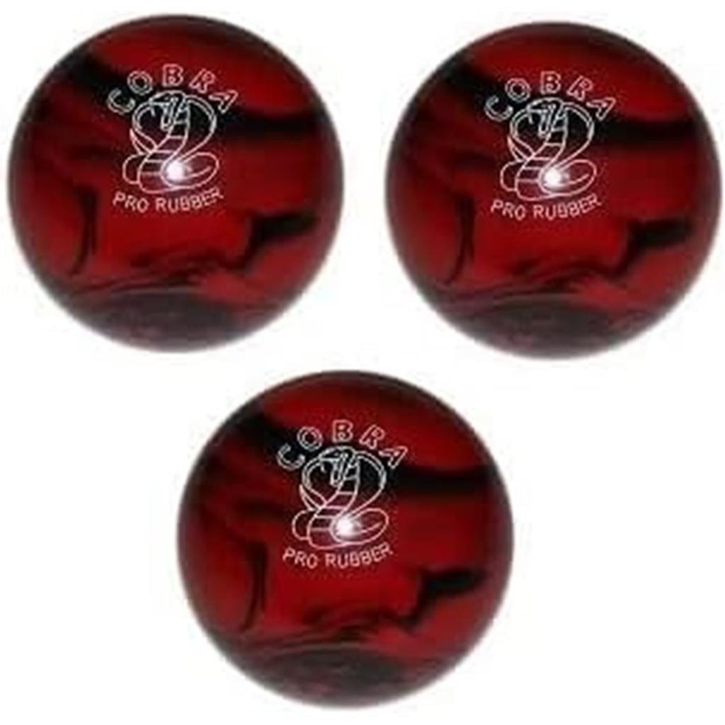 EPCO Duckpin Bowling Ball - Cobra Pro Rubber - Red & Black (4 3/4 inch- 3lbs. 6oz.) - 3 Balls