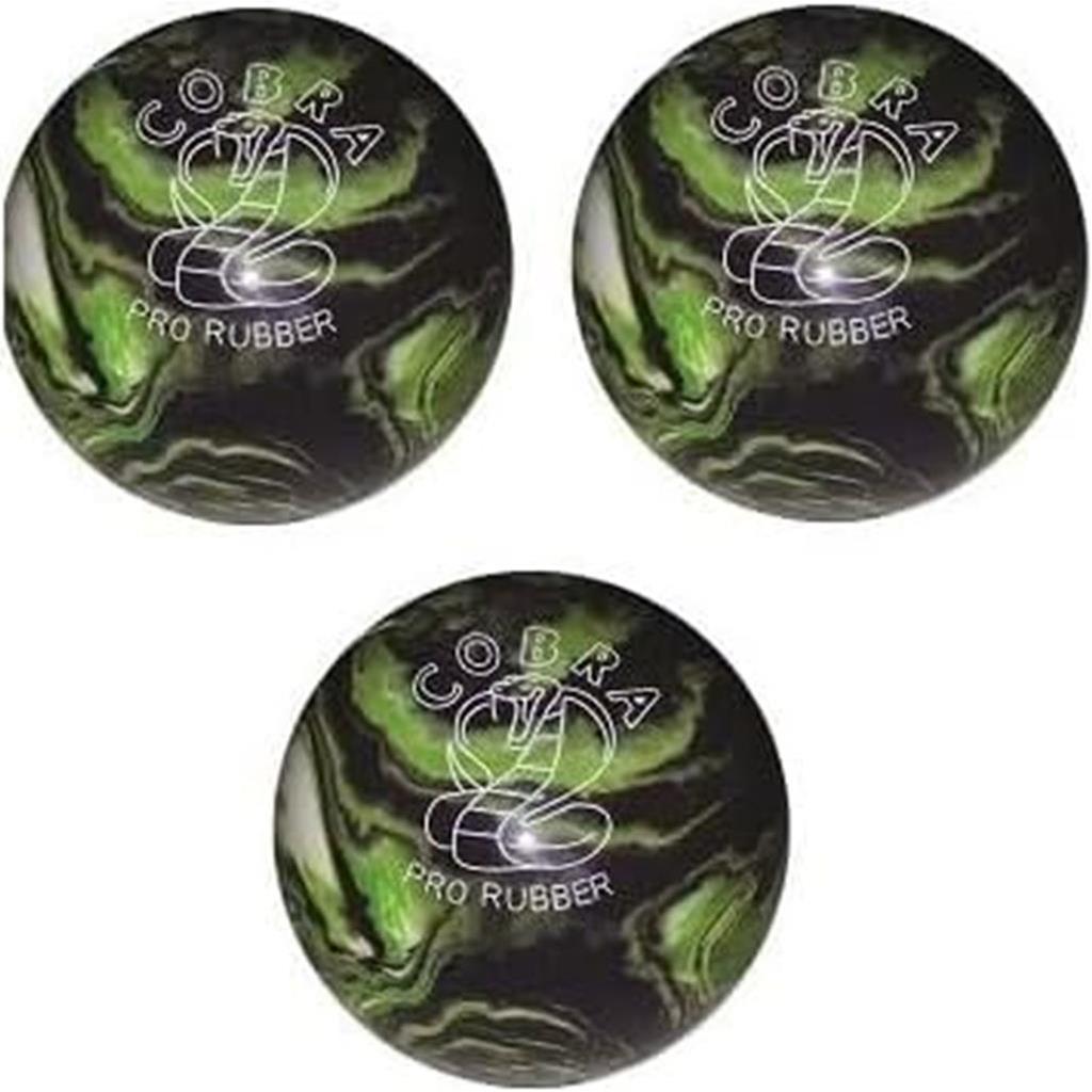 EPCO Duckpin Bowling Ball - Cobra Pro Rubber - Purple, Lime & White (5 inch- 3lbs. 12oz.) - 3 Balls