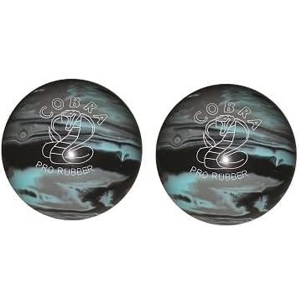 EPCO Duckpin Bowling Ball - Cobra Pro Rubber - Black, Light Blue & White (5 inch- 3lbs. 12oz.) - 2 Balls