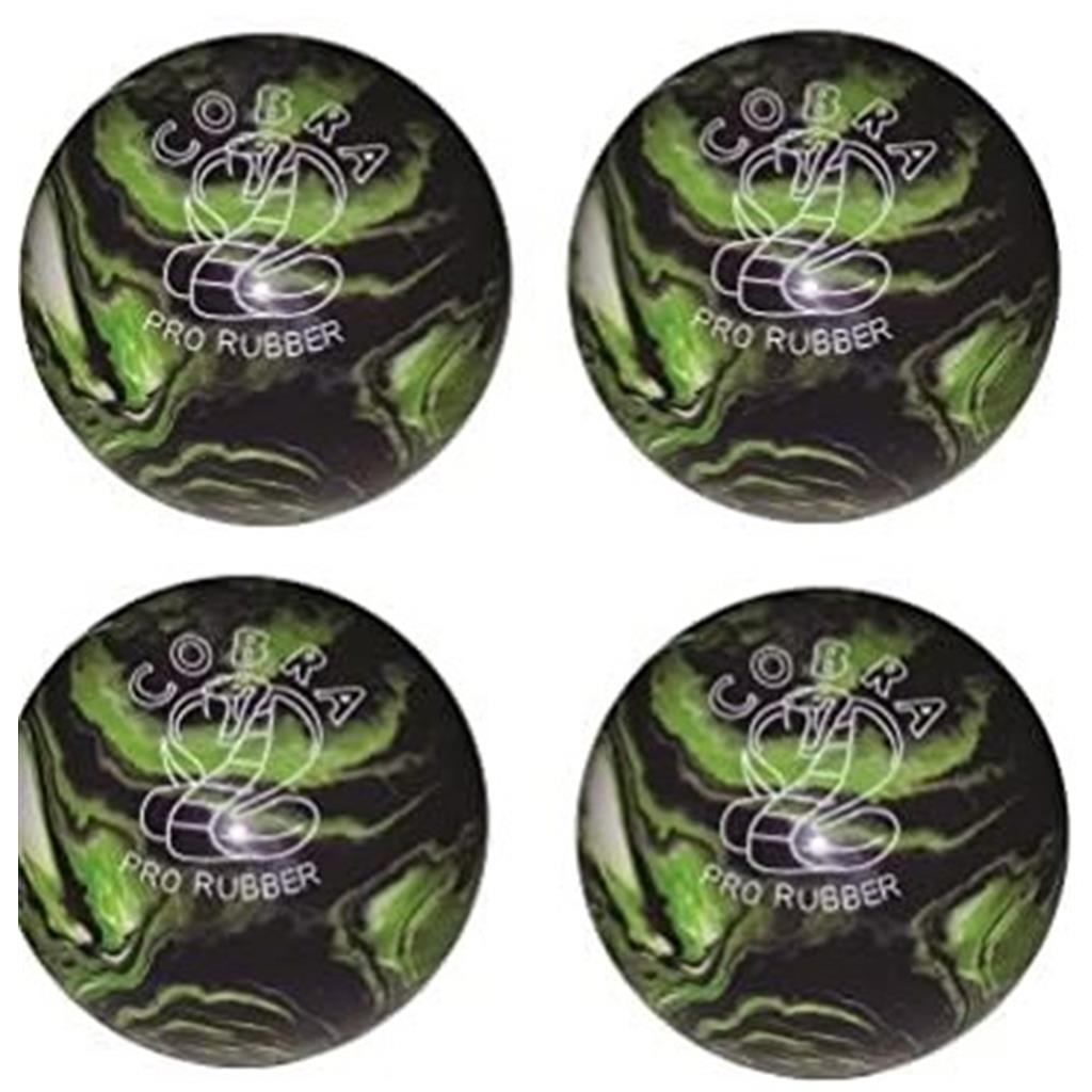 EPCO Candlepin Bowling Balls - Cobra Pro Rubber - Purple, Lime & White (4 1/2 inch- 2lbs. 7oz.) 4 Balls