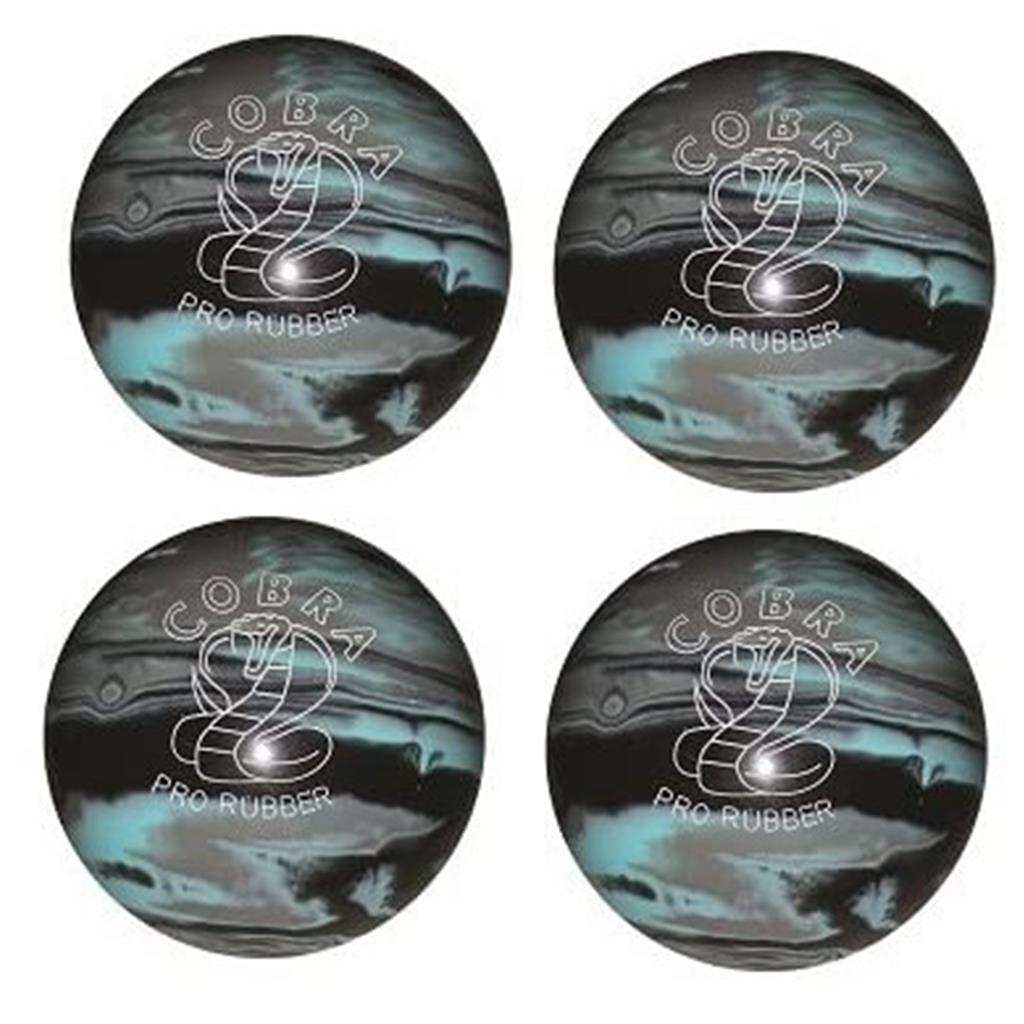 EPCO Candlepin Bowling Balls - Cobra Pro Rubber - Black, Light Blue & Grey (4 1/2 inch- 2lbs. 7oz.) 4 Balls