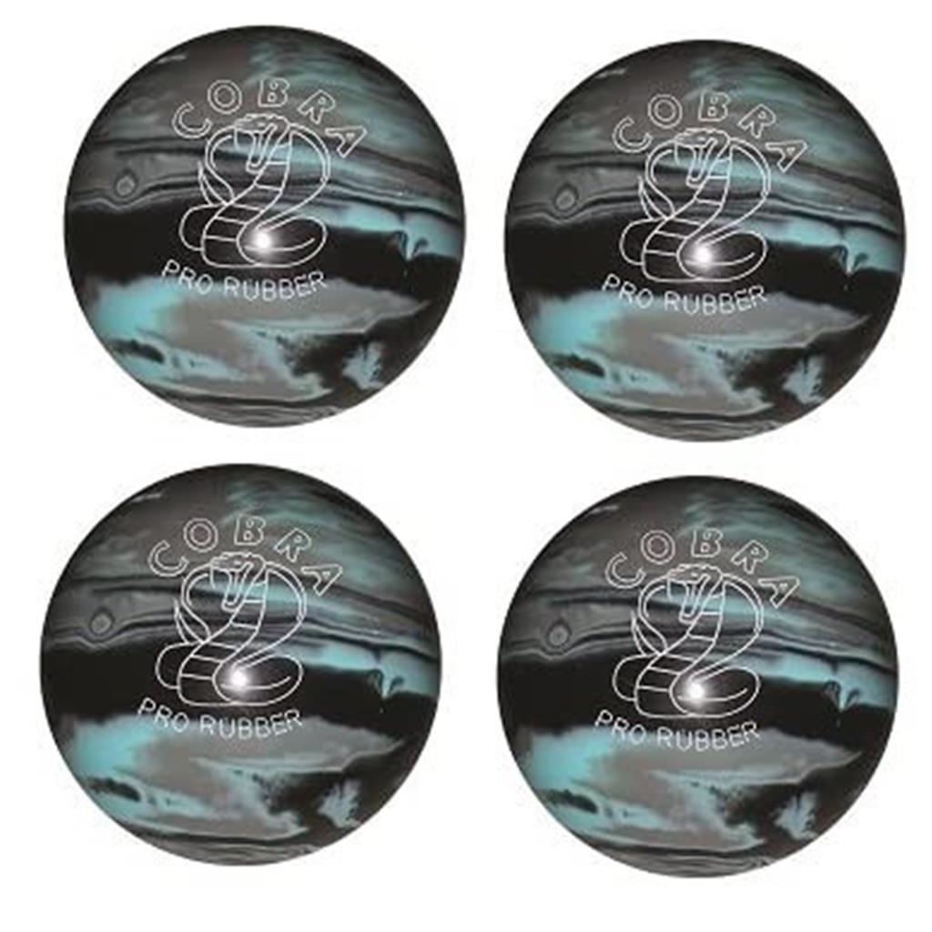 EPCO Candlepin Bowling Balls - Cobra Pro Rubber - Black, Light Blue & Grey (4 1/2 inch- 2lbs. 6oz.) 4 Balls