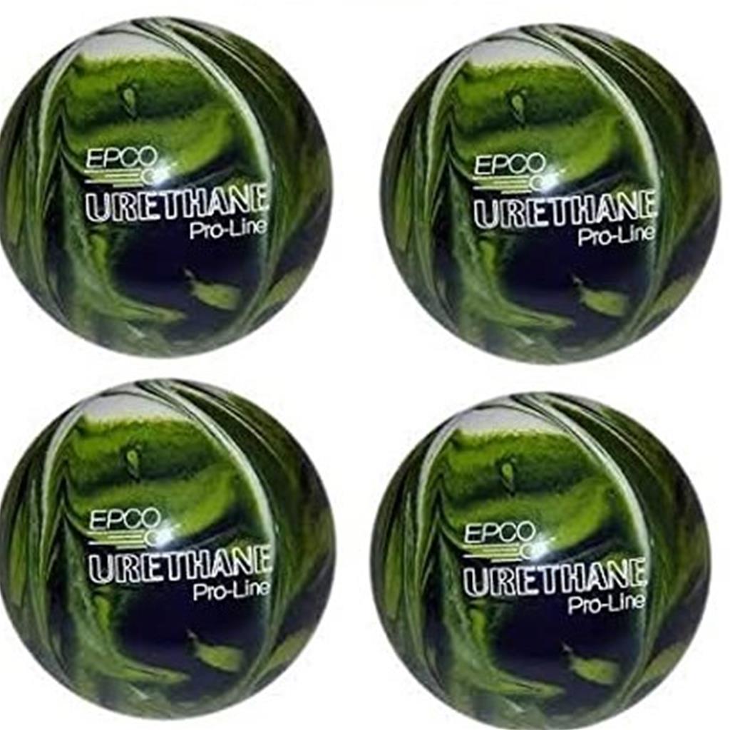 EPCO Candlepin Bowling Balls - Urethane - Lime Green, White & Navy (4 1/2 inch- 2lbs. 6oz.) 4 Balls