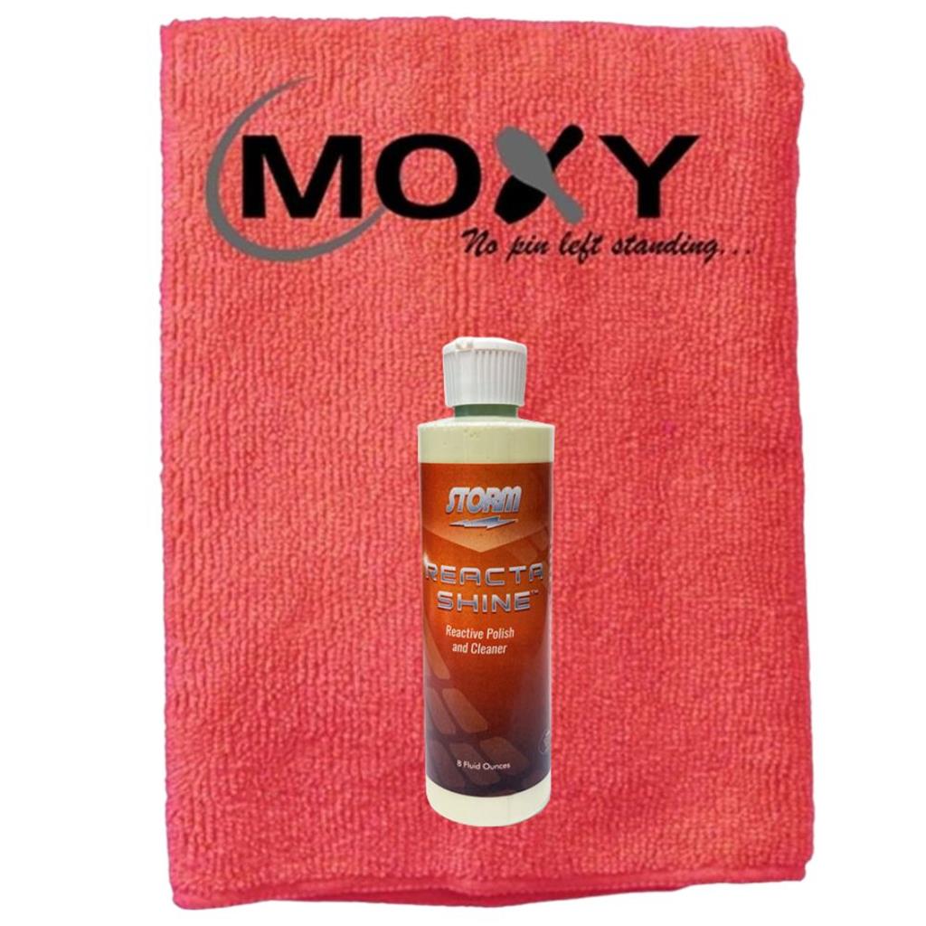 Storm Reacta Shine Bowling Ball Cleaner - 8oz with Moxy Micro Fiber Cleaning Towel (Red)