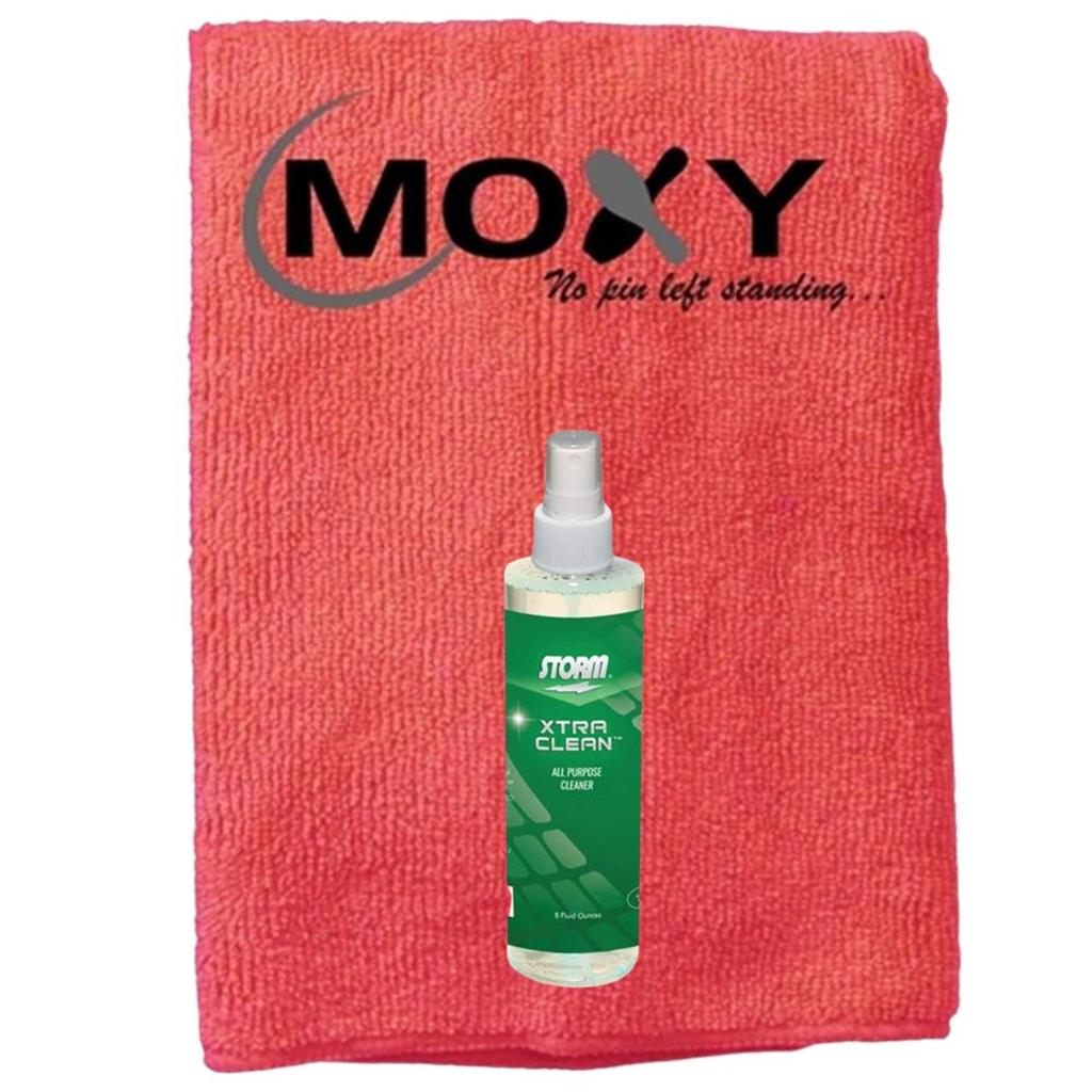 Storm Xtra Clean Bowling Ball Cleaner 8oz Spray Bottle with Moxy Micro Fiber Cleaning Towel (Red)