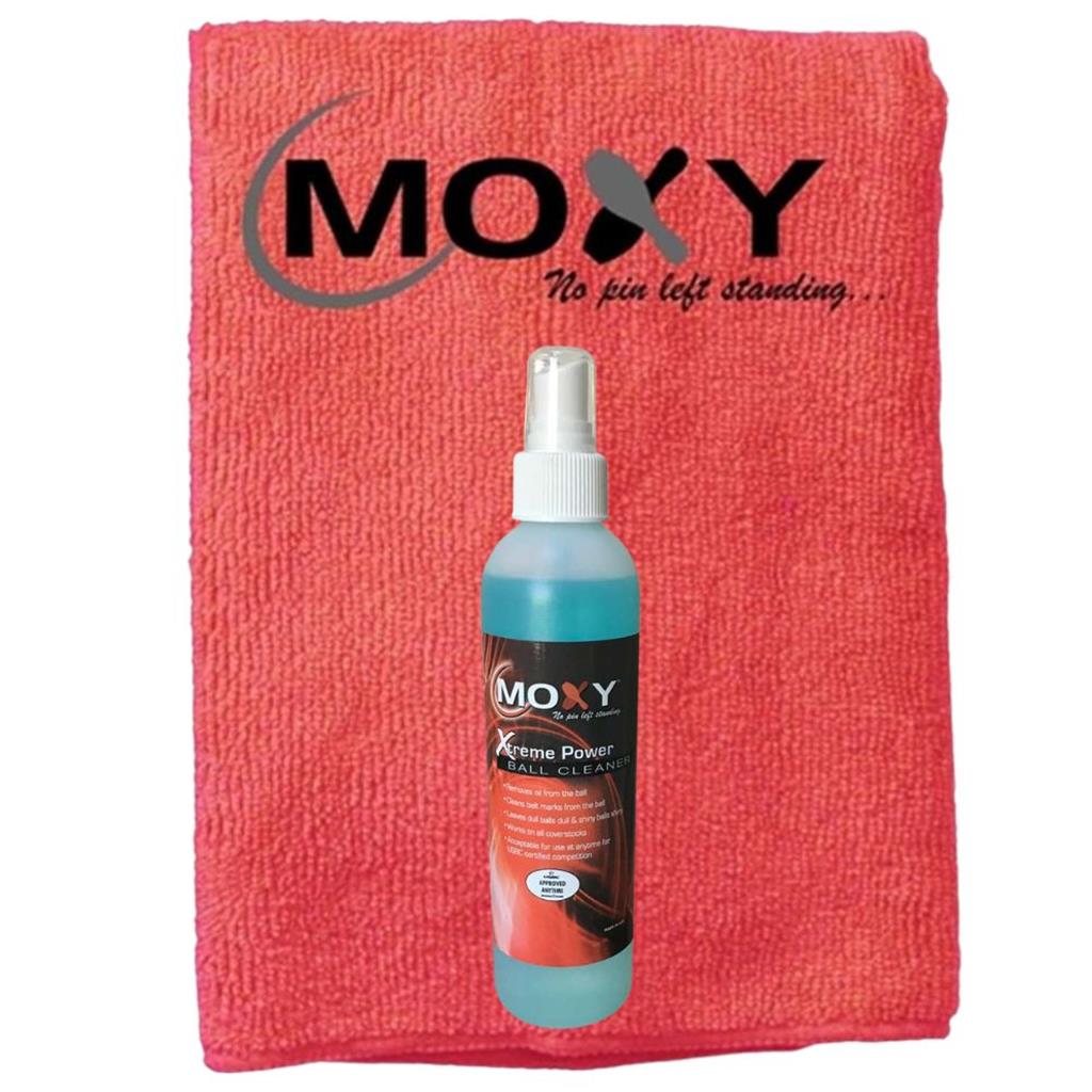 Moxy Xtreme Power Clean Ball Cleaner 8oz Spray Bottle with Moxy Micro Fiber Cleaning Towel (Red)